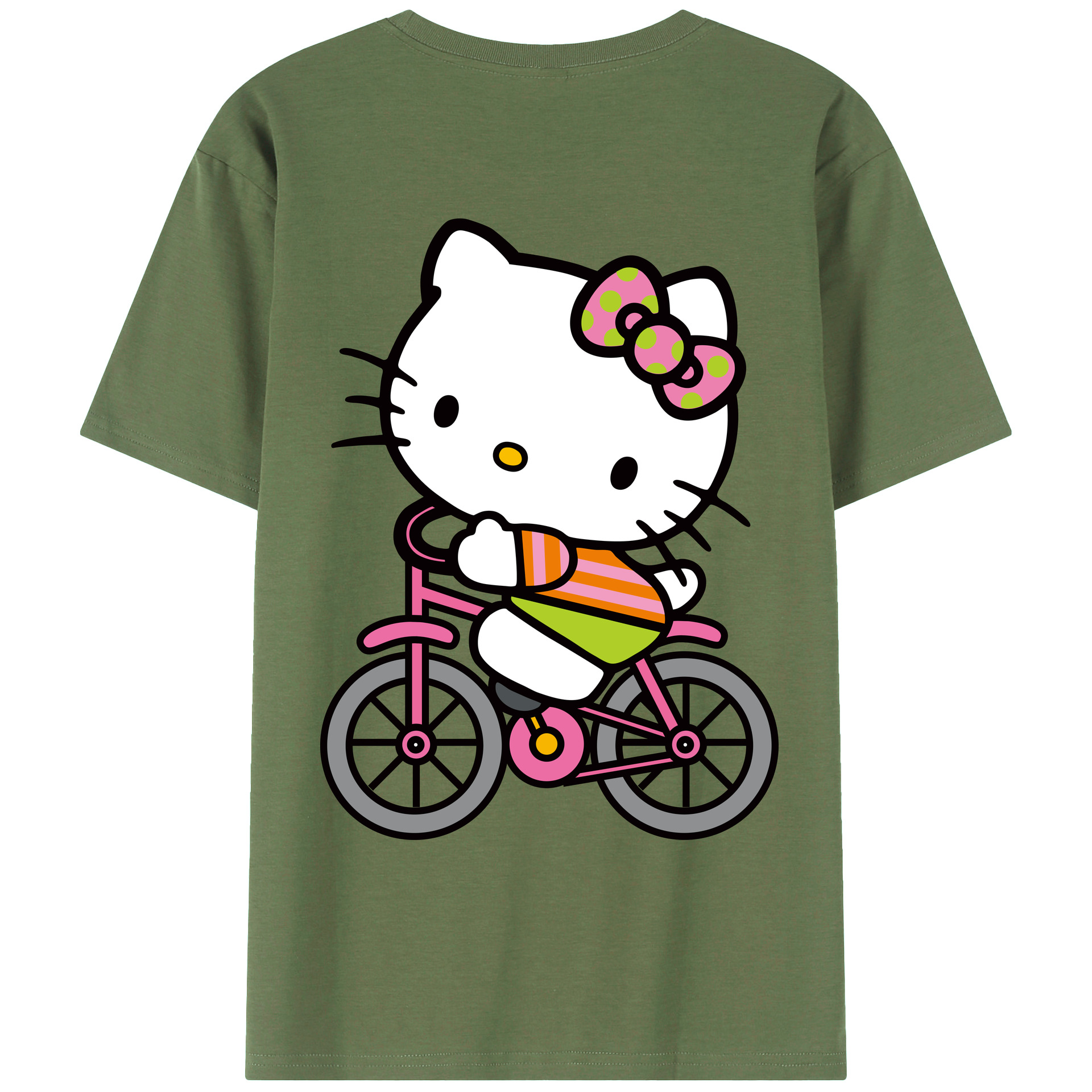 （画像用） Hello Kitty ハローキティ 綿100％ メンズ半袖Tシャツ（バックプリント） 通気性